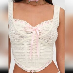For Love And Lemons Olina Crochet Corset Top